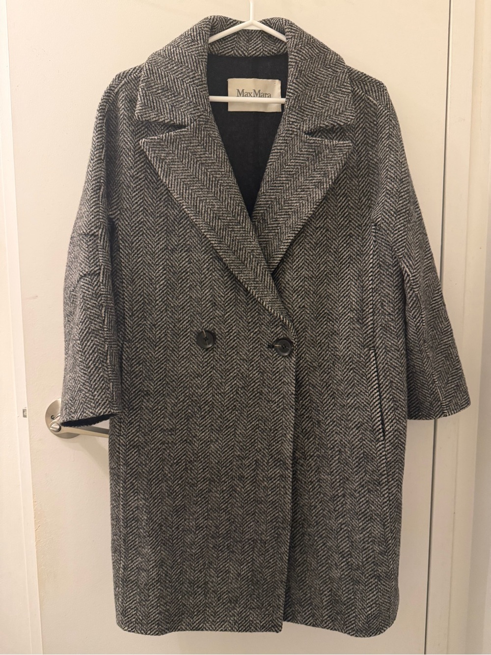 Vintage MaxMara Herringbone Wool and Cashmere Coat